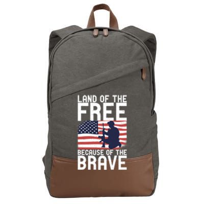 Land Of The Free Because Of The Brave Memorial Day Funny Gift Cotton Canvas Backpack