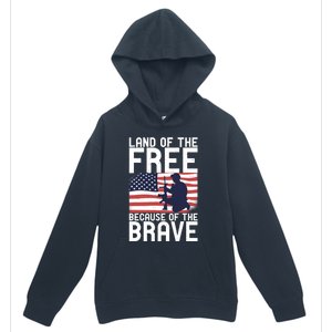 Land Of The Free Because Of The Brave Memorial Day Funny Gift Urban Pullover Hoodie