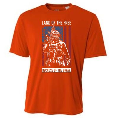 Land Of The Free Because Of The Brave Memorial Day Usa Flag Cute Gift Cooling Performance Crew T-Shirt