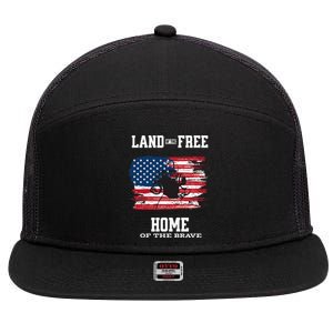 Land Of The Free Home Of The Brave - American Football Pride 7 Panel Mesh Trucker Snapback Hat