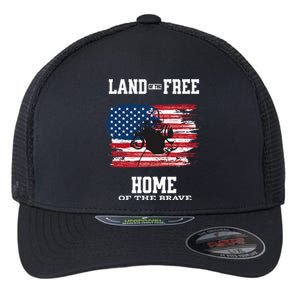 Land Of The Free Home Of The Brave - American Football Pride Flexfit Unipanel Trucker Cap