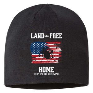 Land Of The Free Home Of The Brave - American Football Pride Sustainable Beanie