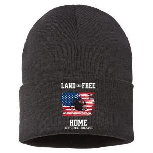 Land Of The Free Home Of The Brave - American Football Pride Sustainable Knit Beanie