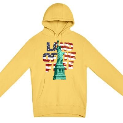 Land Of The Free Statue Of Liberty American Flag Premium Pullover Hoodie