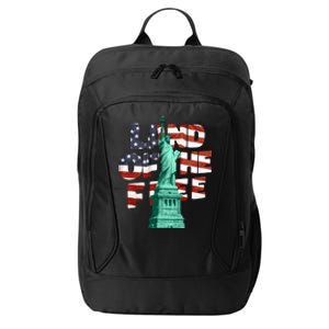 Land Of The Free Statue Of Liberty American Flag City Backpack