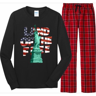 Land Of The Free Statue Of Liberty American Flag Long Sleeve Pajama Set