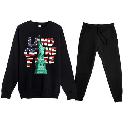 Land Of The Free Statue Of Liberty American Flag Premium Crewneck Sweatsuit Set