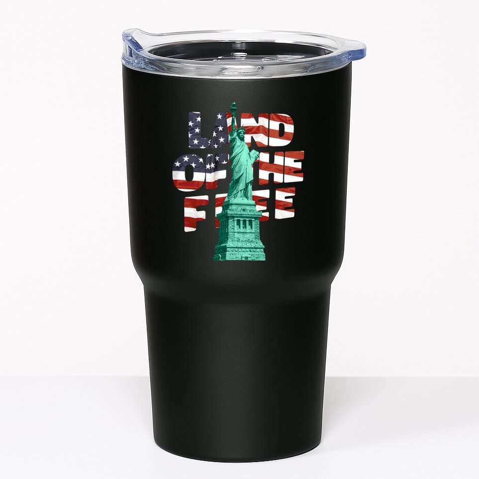 Land Of The Free Statue Of Liberty American Flag Tumbler
