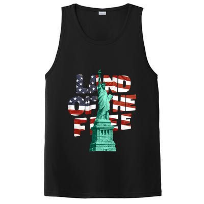 Land Of The Free Statue Of Liberty American Flag PosiCharge Competitor Tank