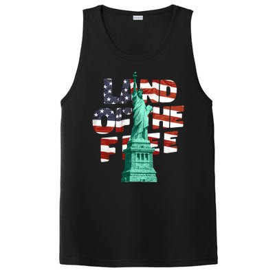 Land Of The Free Statue Of Liberty American Flag PosiCharge Competitor Tank