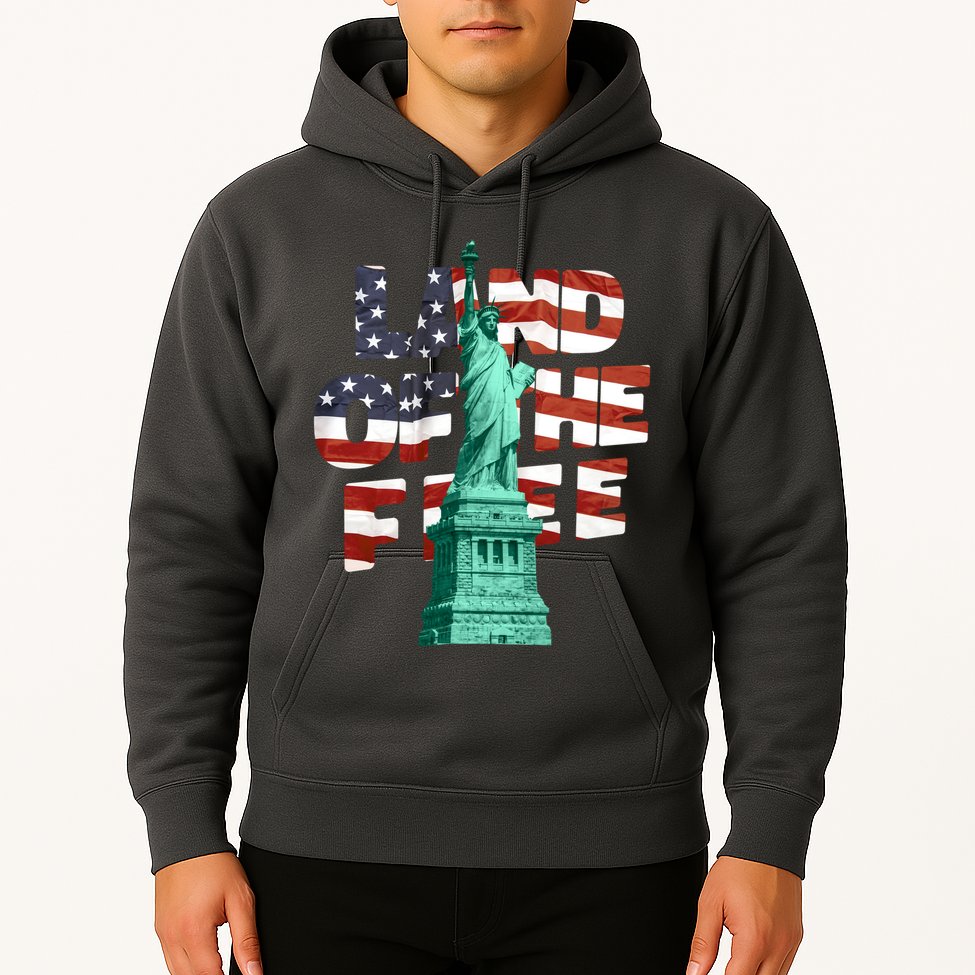 Land Of The Free Statue Of Liberty American Flag Hoodie