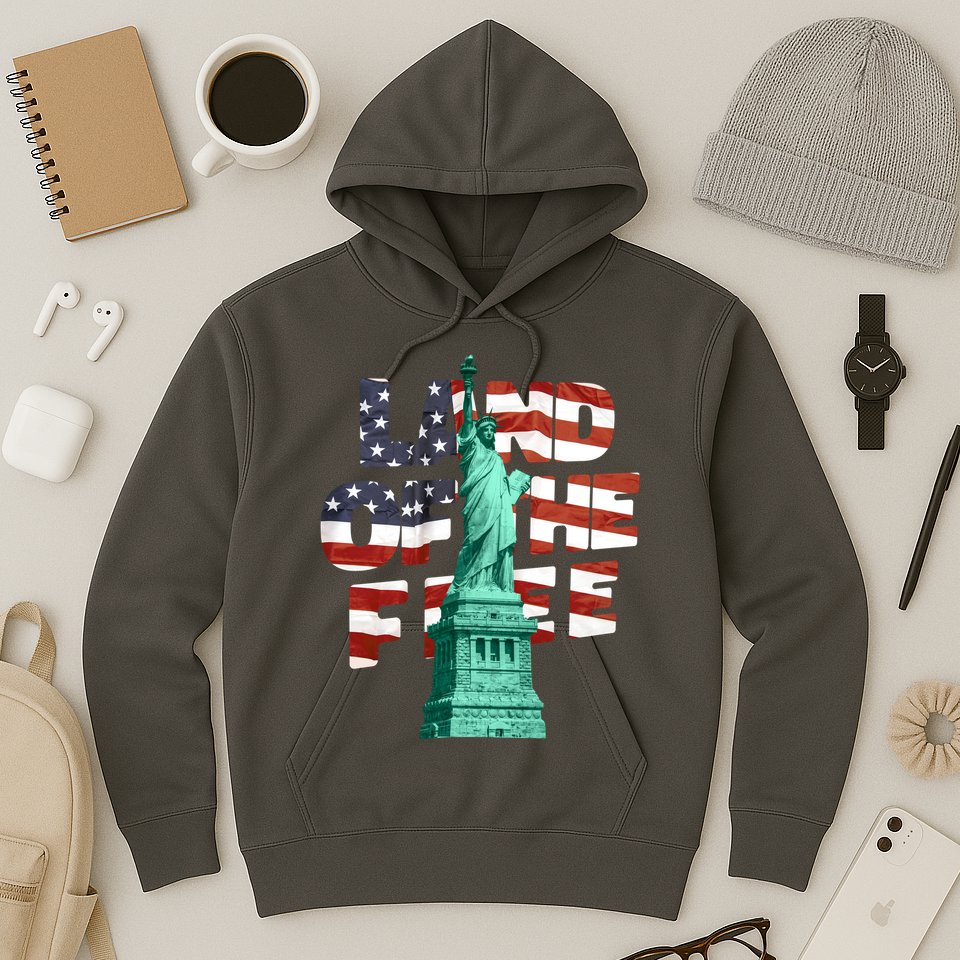 Land Of The Free Statue Of Liberty American Flag Hoodie