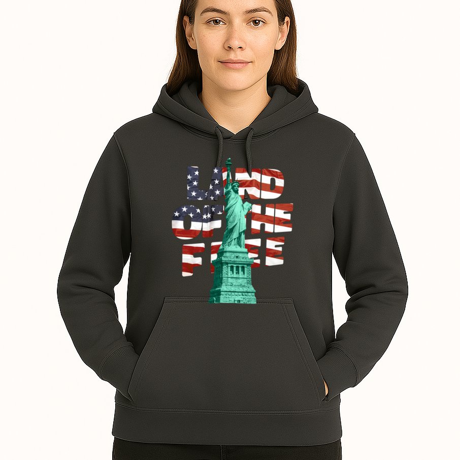Land Of The Free Statue Of Liberty American Flag Hoodie