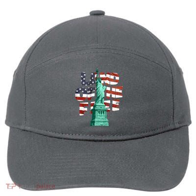 Land Of The Free Statue Of Liberty American Flag 7-Panel Snapback Hat