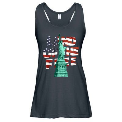 Land Of The Free Statue Of Liberty American Flag Ladies Essential Flowy Tank