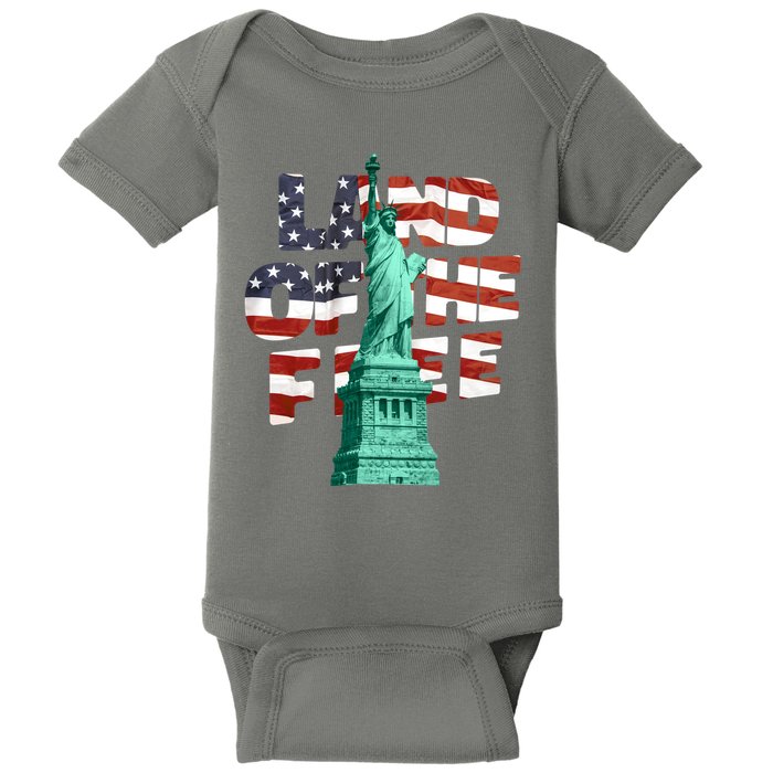 Land Of The Free Statue Of Liberty American Flag Baby Bodysuit