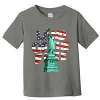 Land Of The Free Statue Of Liberty American Flag Toddler T-Shirt
