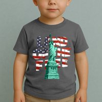 Land Of The Free Statue Of Liberty American Flag Toddler T-Shirt