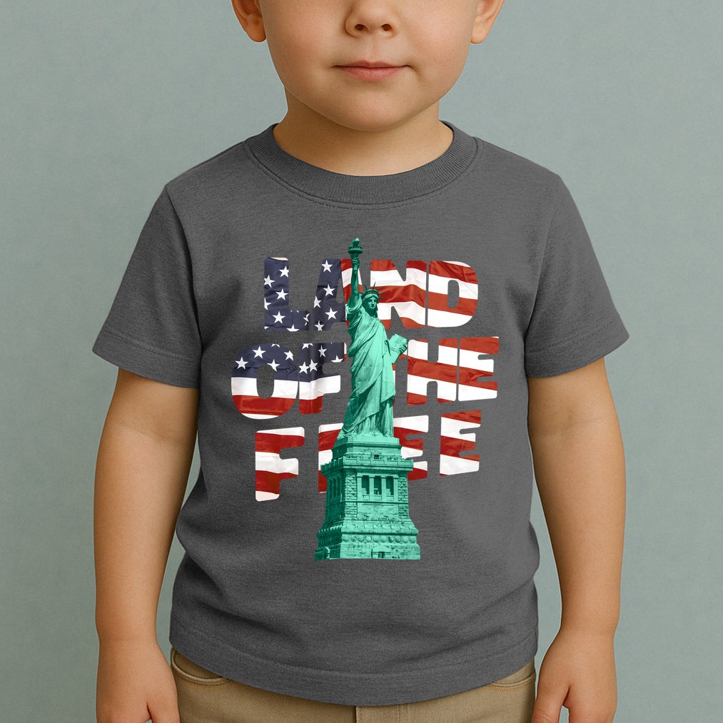Land Of The Free Statue Of Liberty American Flag Toddler T-Shirt