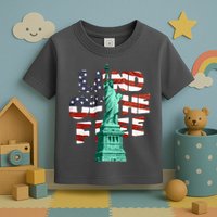 Land Of The Free Statue Of Liberty American Flag Toddler T-Shirt