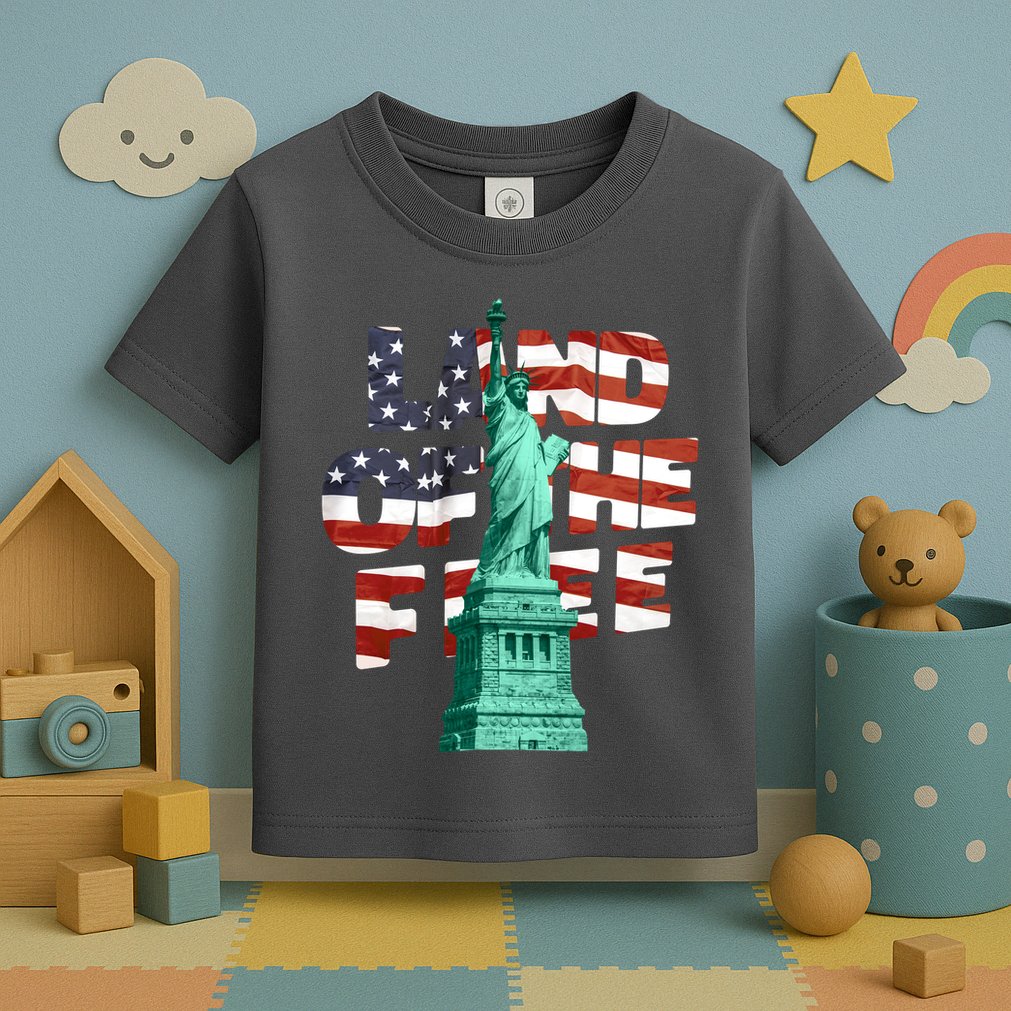 Land Of The Free Statue Of Liberty American Flag Toddler T-Shirt