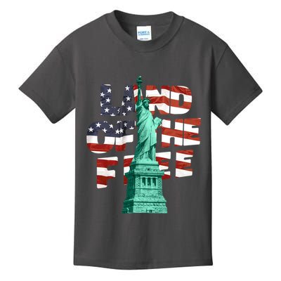 Land Of The Free Statue Of Liberty American Flag Kids T-Shirt