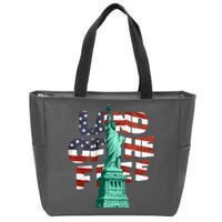 Land Of The Free Statue Of Liberty American Flag Zip Tote Bag