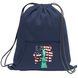 Land Of The Free Statue Of Liberty American Flag Sweatshirt Cinch Pack Bag