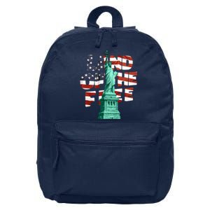 Land Of The Free Statue Of Liberty American Flag 16 in Basic Backpack