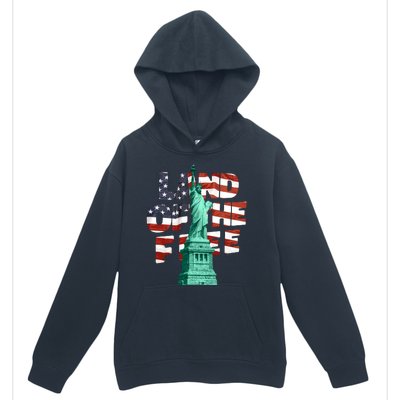 Land Of The Free Statue Of Liberty American Flag Urban Pullover Hoodie