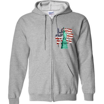 Land Of The Free Statue Of Liberty American Flag Full Zip Hoodie