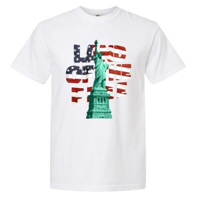 Land Of The Free Statue Of Liberty American Flag Garment-Dyed Heavyweight T-Shirt