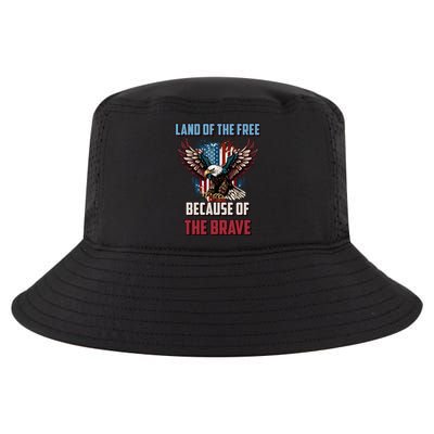 Land Of The Free Because Of The Brave Usa American Patriotic Gift Cool Comfort Performance Bucket Hat