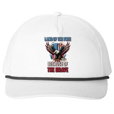 Land Of The Free Because Of The Brave Usa American Patriotic Gift Snapback Five-Panel Rope Hat