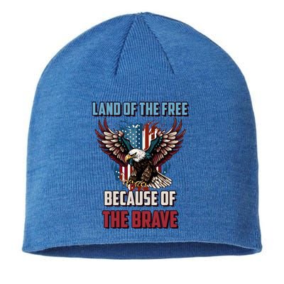 Land Of The Free Because Of The Brave Usa American Patriotic Gift Sustainable Beanie