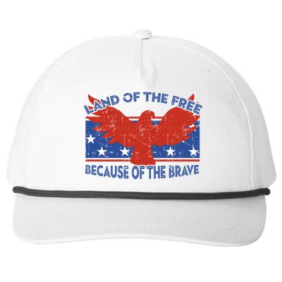 Land Of The Free Because Of The Brave Eagle 4th Of July Gift Snapback Five-Panel Rope Hat