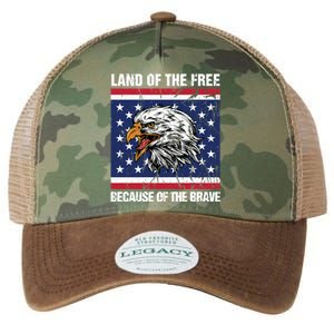 Land Of The Free Because Of The Brave Patriotic Gift Meaningful Gift Legacy Tie Dye Trucker Hat