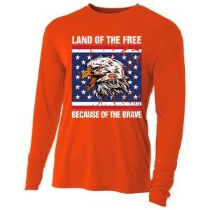 Land Of The Free Because Of The Brave Patriotic Gift Meaningful Gift Cooling Performance Long Sleeve Crew