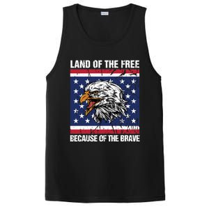 Land Of The Free Because Of The Brave Patriotic Gift Meaningful Gift PosiCharge Competitor Tank