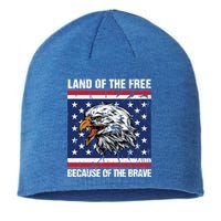 Land Of The Free Because Of The Brave Patriotic Gift Meaningful Gift Sustainable Beanie