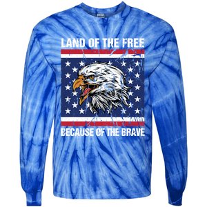 Land Of The Free Because Of The Brave Patriotic Gift Meaningful Gift Tie-Dye Long Sleeve Shirt