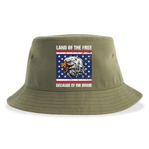 Land Of The Free Because Of The Brave Patriotic Gift Meaningful Gift Sustainable Bucket Hat