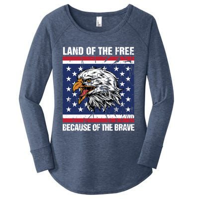 Land Of The Free Because Of The Brave Patriotic Gift Meaningful Gift Women's Perfect Tri Tunic Long Sleeve Shirt