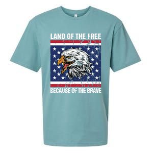 Land Of The Free Because Of The Brave Patriotic Gift Meaningful Gift Sueded Cloud Jersey T-Shirt