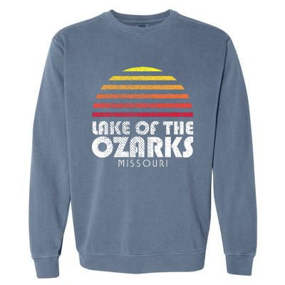 Lake Of The Ozarks Ms Retro Vintage Style Sunset Garment-Dyed Sweatshirt