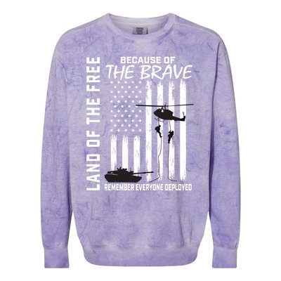 Land Of The Free Because Of The Brave Red Gift Friday Flag Cool Gift Colorblast Crewneck Sweatshirt