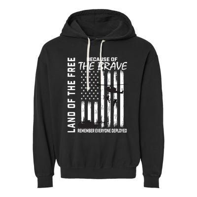 Land Of The Free Because Of The Brave Red Gift Friday Flag Cool Gift Garment-Dyed Fleece Hoodie