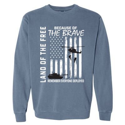 Land Of The Free Because Of The Brave Red Gift Friday Flag Cool Gift Garment-Dyed Sweatshirt