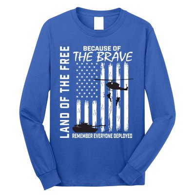 Land Of The Free Because Of The Brave Red Gift Friday Flag Cool Gift Long Sleeve Shirt