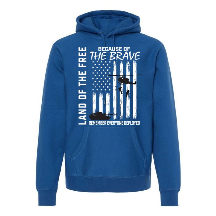 Land Of The Free Because Of The Brave Red Gift Friday Flag Cool Gift Premium Hoodie